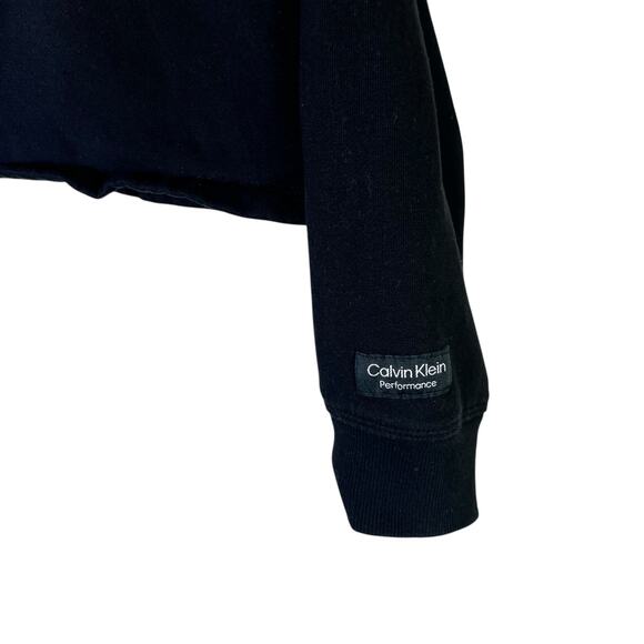 Calvin Klein Performance Crop Tight Knit Sweatshirt Womens XL Black Athleisure - Picture 4 of 7